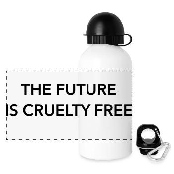 Vegan, The Future Is Cruelty Free, Statement Quote - Panoramic Thermal Bottle with Lid 500 ml - white - Front