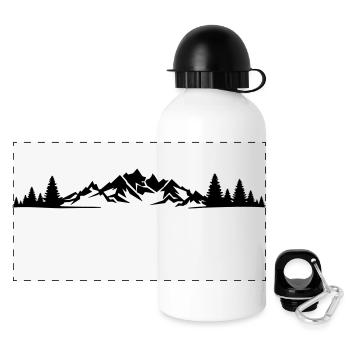 Natur - Berge Wald - Panorama Trinkflasche mit Deckel 500 ml - Weiß - Vorne