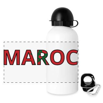 Flagge von Marokko - Panorama Trinkflasche mit Deckel 500 ml - Weiß - Vorne