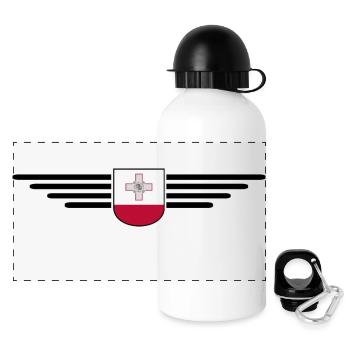 Malta T-Shirt – Für Insel-Fans - Panorama Trinkflasche mit Deckel 500 ml - Weiß - Vorne