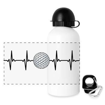 Golf Puls Herzschlag - Relatable Sports Sticker - Panorama Trinkflasche mit Deckel 500 ml - Weiß - Vorne
