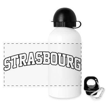Straßburger Logo: Deutsch-französisches College-Design - Panorama Trinkflasche mit Deckel 500 ml - Weiß - Vorne