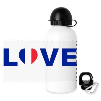 Liebe Frankreich Herz Design - Panorama Trinkflasche mit Deckel 500 ml - Weiß - Vorne
