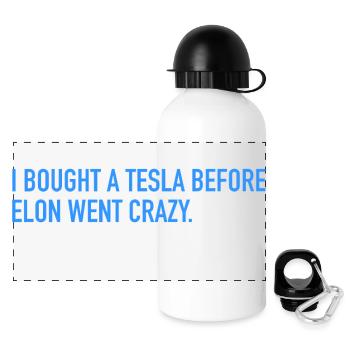 I bought an electric car before he went crazy - Panoramic Thermal Bottle with Lid 500 ml - white - Front