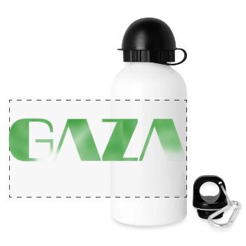 vintage Gaza text green - Panoramic Thermal Bottle with Lid 500 ml - white - Front