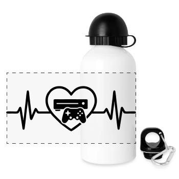 Game Console Gamer Heart - Panoramic Thermal Bottle with Lid 500 ml - white - Front