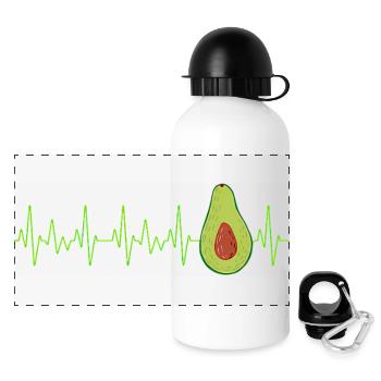 Avocado Heartbeat Avo Vegetarian - Panorama Trinkflasche mit Deckel 500 ml - Weiß - Vorne