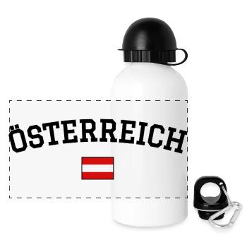 Drapeau Autrichien Dessin Noir - Gourde panoramique avec couvercle 500 ml - blanc - Devant