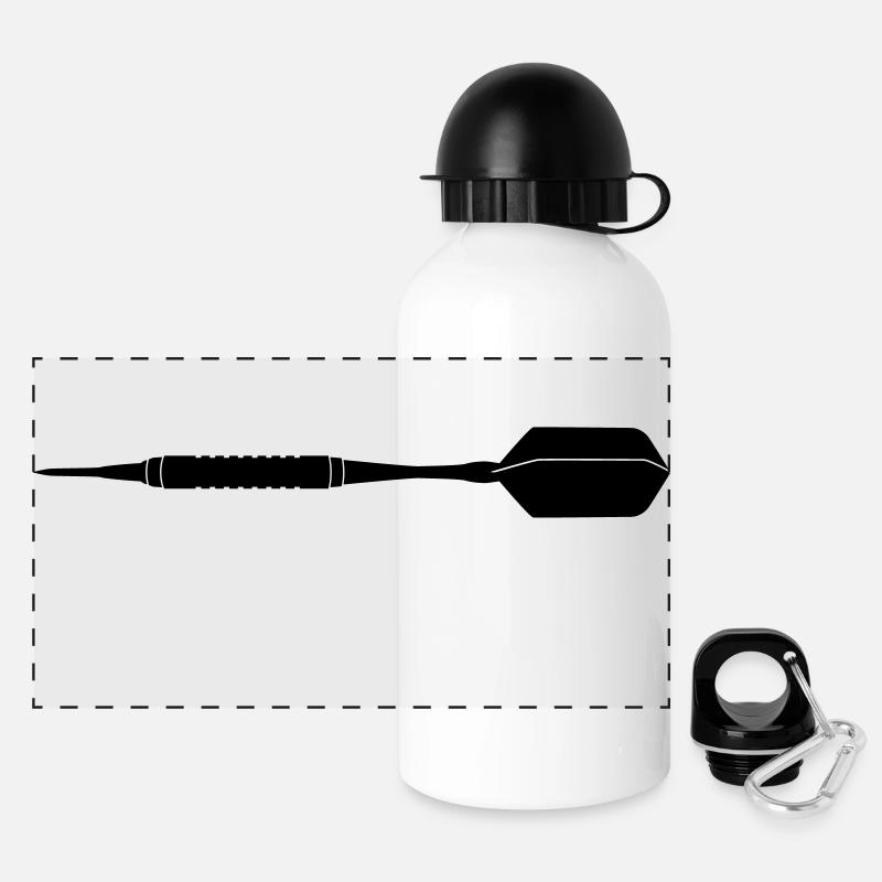 Dart, Dartpfeil - Panorama Trinkflasche mit Deckel 500 ml - Weiß