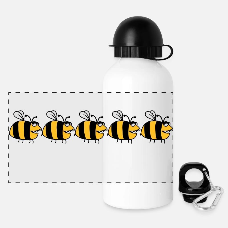 Funny fat bees - Panoramic Thermal Bottle with Lid 500 ml - white