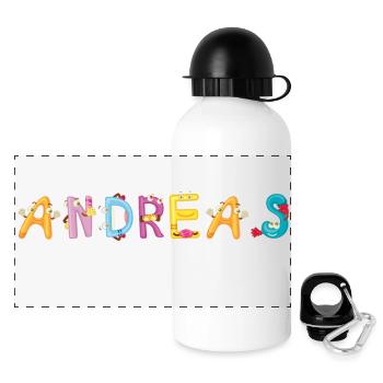 Andreas - Panorama Trinkflasche mit Deckel 500 ml - Weiß - Vorne