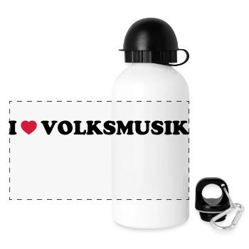 I LOVE VOLKSMUSIK - Panorama Trinkflasche mit Deckel 500 ml - Weiß - Vorne