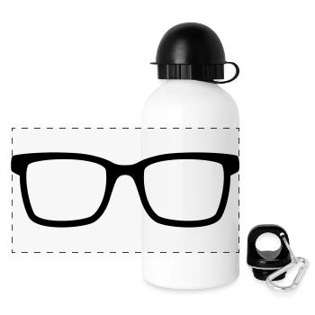 Brille - Panorama Trinkflasche mit Deckel 500 ml - Weiß - Vorne