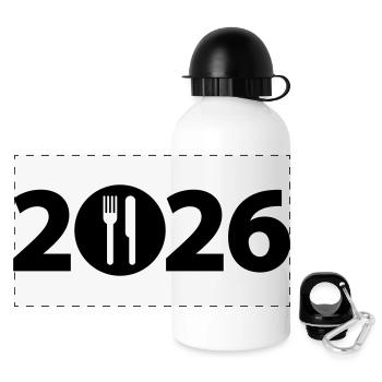 Chef 2026, Chef 2026, Restaurant 2026 - Panoramic Thermal Bottle with Lid 500 ml - white - Front