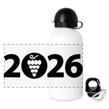 Wine 2026, Wine Festival 2026, Vine 2026 - Panoramic Thermal Bottle with Lid 500 ml - white - Front