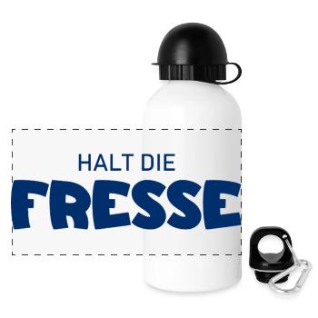 Halt die Fresse - Cooler Spruch - Panorama Trinkflasche mit Deckel 500 ml - Weiß - Vorne