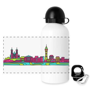 Basilique Skyline de la ville de Lyon Modern Line Art - Gourde panoramique avec couvercle 500 ml - blanc - Devant