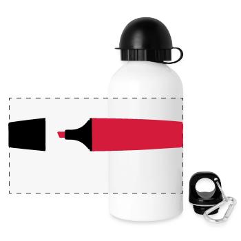 Textmarker - Panorama Trinkflasche mit Deckel 500 ml - Weiß - Vorne