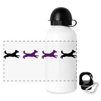 4x laufender Hund - Panorama Trinkflasche mit Deckel 500 ml - Weiß - Vorne