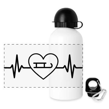 Winter Sport Sledge Heart - Panoramic Thermal Bottle with Lid 500 ml - white - Front