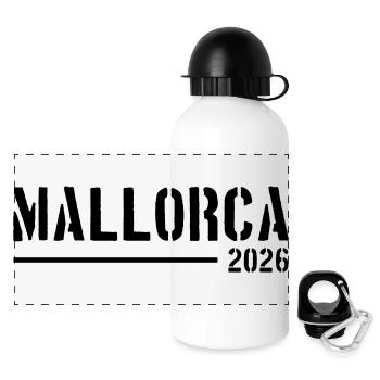 Mallorca 2026 Urlaub - Panorama Trinkflasche mit Deckel 500 ml - Weiß - Vorne