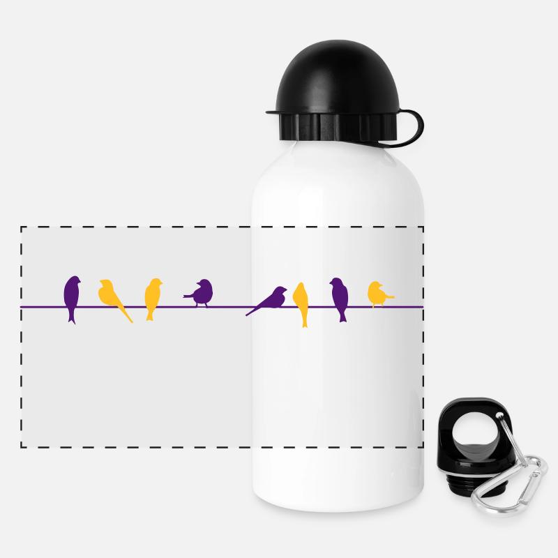 birds - Panorama Trinkflasche mit Deckel 500 ml - Weiß
