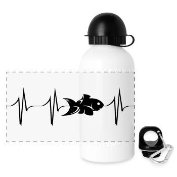 Fish Heartbeat Sea Animals Pulse Illustration Logo - Panoramic Thermal Bottle with Lid 500 ml - white - Front