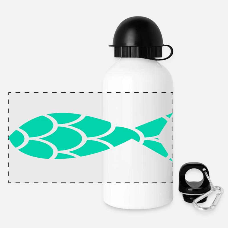 SARDINE. FISH. APRIL FOOL. EASTER. SEA - Panoramic Thermal Bottle with Lid 500 ml - white