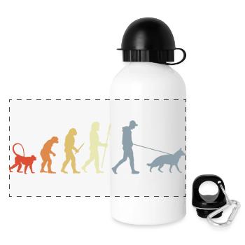 German Shepherd Owner Evolution - Panorama Trinkflasche mit Deckel 500 ml - Weiß - Vorne