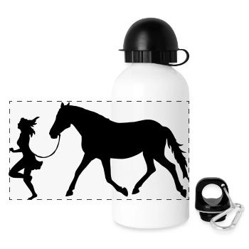 Women with horse - Gourde panoramique avec couvercle 500 ml - blanc - Devant