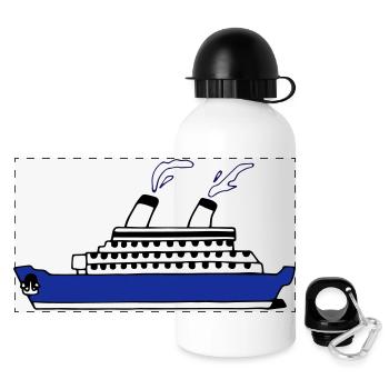 Schiff - Panorama Trinkflasche mit Deckel 500 ml - Weiß - Vorne