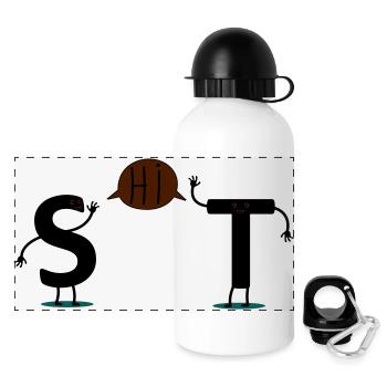 shit - Panorama Trinkflasche mit Deckel 500 ml - Weiß - Vorne