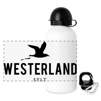 Möwe Westerland Sylt - Panorama Trinkflasche mit Deckel 500 ml - Weiß - Vorne