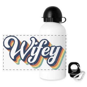Retro Wifey Matching Couple Wedding Party Mariage - Gourde panoramique avec couvercle 500 ml - blanc - Devant