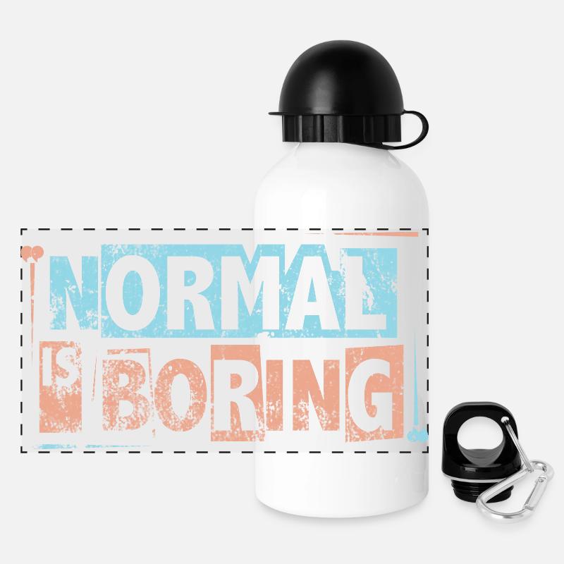 Normal ist langweilig - Autismus-Bewusstseins-Puzzleteile - Panorama Trinkflasche mit Deckel 500 ml - Weiß