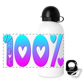 100 POUR CENT DE PERFORMANCE DE MISE AU POINT - Gourde panoramique avec couvercle 500 ml - blanc - Devant