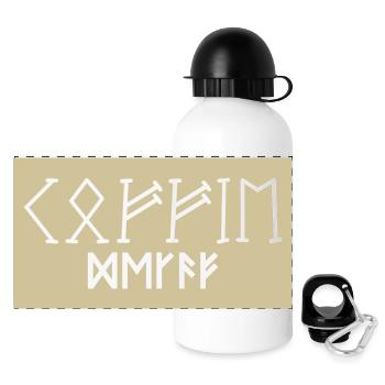 Etiquette Koffie Décaféiné en Runes - Gourde panoramique avec couvercle 500 ml - blanc - Devant