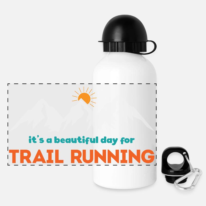 Es ist ein schöner Tag für Trailrunning - Panorama Trinkflasche mit Deckel 500 ml - Weiß