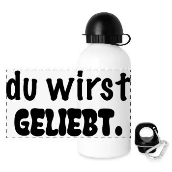 du wirst geliebt. - Panorama Trinkflasche mit Deckel 500 ml - Weiß - Vorne