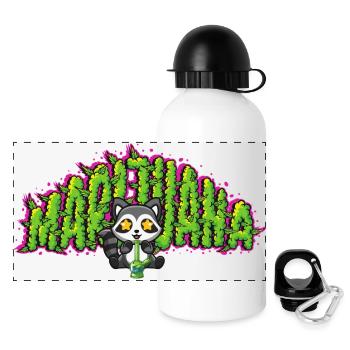 Marijuana Raccoon - Panoramic Thermal Bottle with Lid 500 ml - white - Front