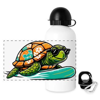 Hawaiianische Schildkröte Surfbrett - Panorama Trinkflasche mit Deckel 500 ml - Weiß - Vorne