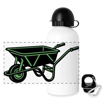 Wheelbarrow Garden Construction Tool - Panoramic Thermal Bottle with Lid 500 ml - white - Front
