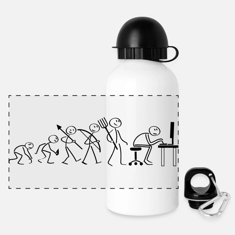 Evolution Computerarbeit - Panorama Trinkflasche mit Deckel 500 ml - Weiß