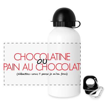 Chocolatine oder Schokoladenbrot perso ist mir egal - Panorama Trinkflasche mit Deckel 500 ml - Weiß - Vorne