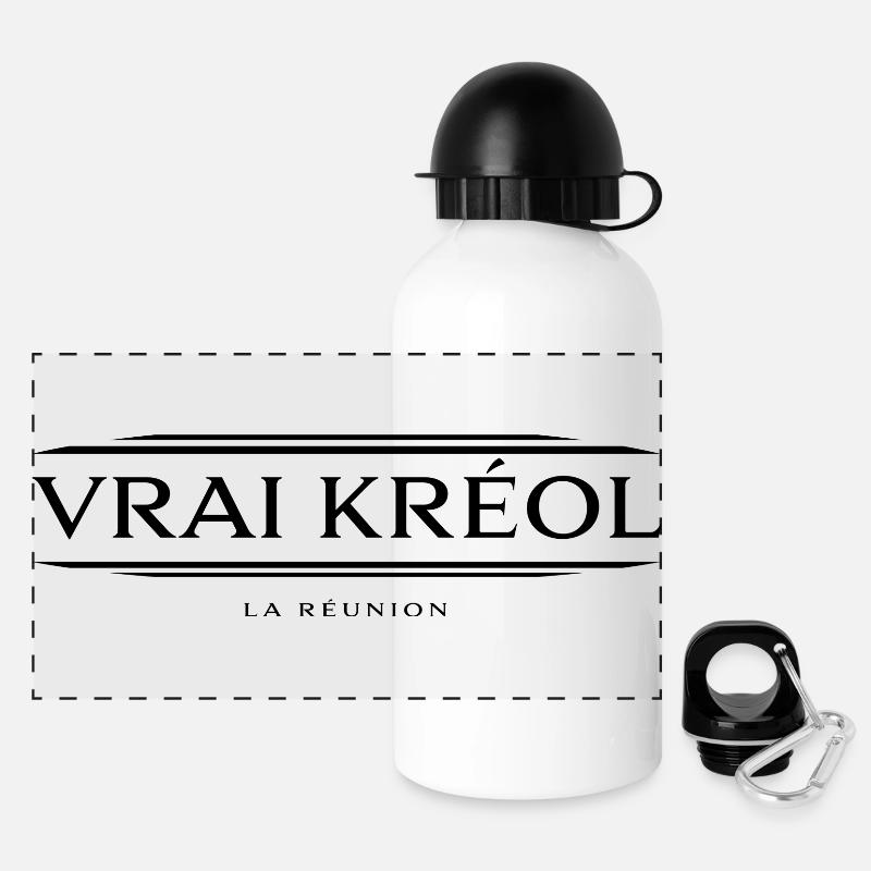 Vrai Kréol Version Noir - Gourde panoramique avec couvercle 500 ml - blanc