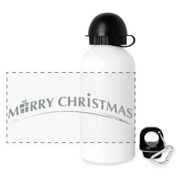 merry Christmas Schriftzug mit Symbolen - Panorama Trinkflasche mit Deckel 500 ml - Weiß - Vorne