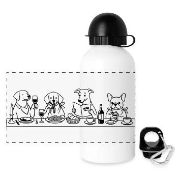 Dining Dogs Line Art - Panoramic Thermal Bottle with Lid 500 ml - white - Front