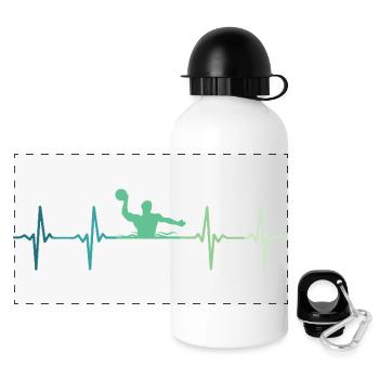 Wasserball Herzschlag Wasserball - Panorama Trinkflasche mit Deckel 500 ml - Weiß - Vorne