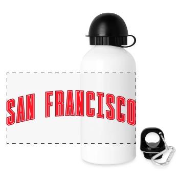 San Francisco Bogen Schriftzug Rot - Panorama Trinkflasche mit Deckel 500 ml - Weiß - Vorne