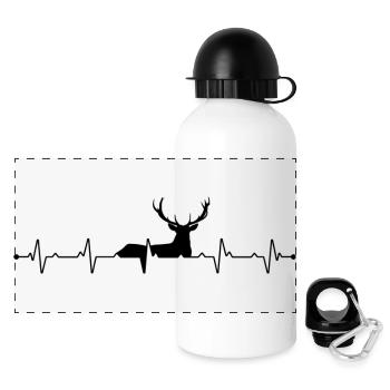 Herzschlag-Hirschjagd - Panorama Trinkflasche mit Deckel 500 ml - Weiß - Vorne